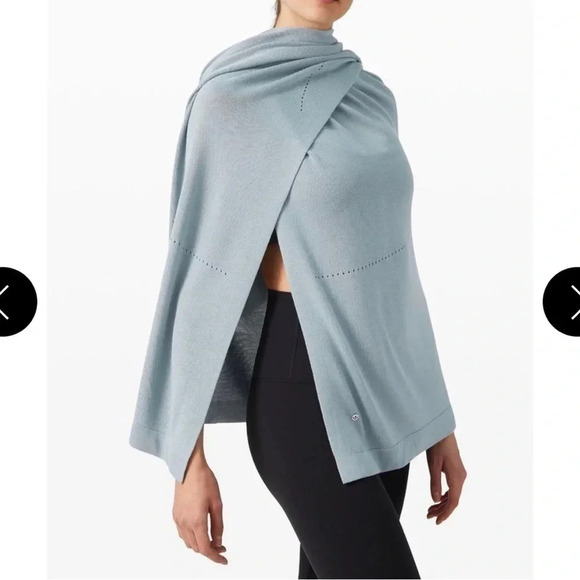 Lululemon Open Mind Lightweight Silk Blend Wrap Poncho/Cape One Size Blue Cast - Picture 2 of 13